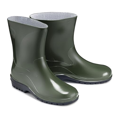 ESTRO Gummistiefel Damen Halbhoch Wasserdicht - Regenschuhe Gummistiefel Halbhoch Damen Regenstiefel Regenstiefeletten K007 (39 EU, Dunkelgrün) von ESTRO