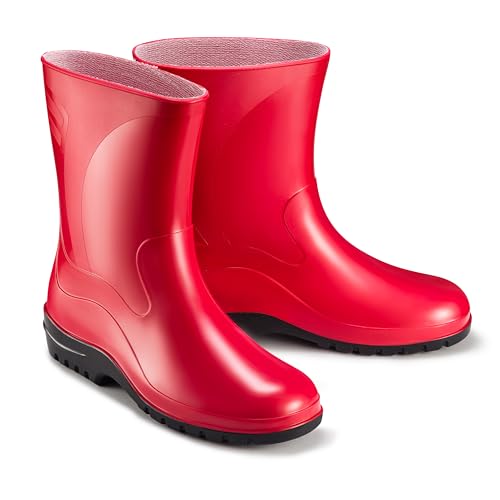 ESTRO Gummistiefel Damen Halbhoch Wasserdicht - Regenschuhe Gummistiefel Halbhoch Damen Regenstiefel Regenstiefeletten K007 (41 EU, Rot) von ESTRO