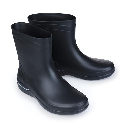 ESTRO Gummistiefel Damen Halbhoch Wasserdicht - Regenstiefel Damen Gummistiefel Halbhoch Damen Regenschuhe Damen Regenstiefeletten Damen K007 (37 EU, Schwarz 2) von ESTRO