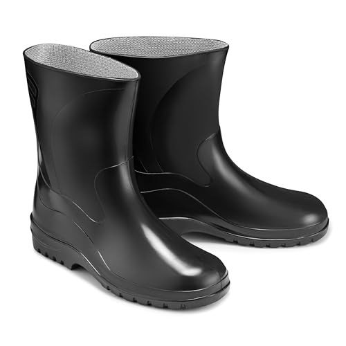 ESTRO Gummistiefel Damen Halbhoch Wasserdicht - Regenstiefel Damen Gummistiefel Halbhoch Damen Regenschuhe Damen Regenstiefeletten Damen K007 (39 EU, Schwarz) von ESTRO