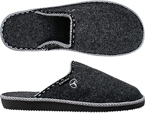 ESTRO Hausschuhe Herren Filz Pantoffeln - Filzpantoffeln Herren Pantoffeln Hausschuhe Männer Winter Warm F14 (Schwarz, 40 EU) von ESTRO