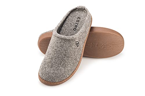 ESTRO Hausschuhe Herren Winter Warm - Herren Filzpantoffeln Herren Gummisohle mit Gepolstertes Fußbett Pantoffeln Herren mit Rutschfeste Sohlen DUO (Grau, 41 EU) von ESTRO