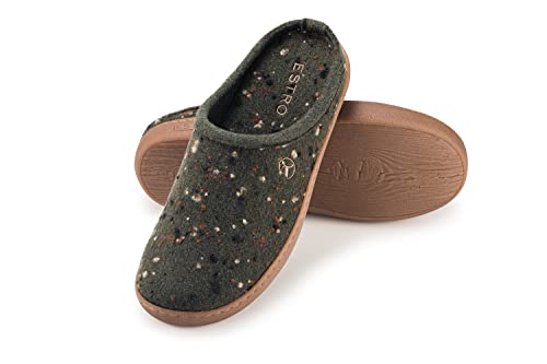 ESTRO Hausschuhe Herren Hausschuhe Männer - Filzpantoffeln Herren Gummisohle mit Gepolstertes Fußbett Rutschfeste Sohlen DUO (Grün, 40 EU) von ESTRO