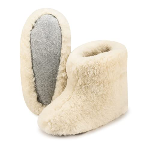 ESTRO Warme Hausschuhe Damen Winter - Hüttenschuhe Herren Pantoffeln Winter Hausstiefel Damen Warme Hausschuhe Herren OLE (37 EU, Elfenbein) von ESTRO