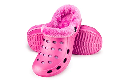 ESTRO Herren Winter Hausschuhe Damen - Hausschuhe Damen Winter Gartenschuhe Gefüttert Gartenclogs Herren Gefüttert A01 (37, Pink) von ESTRO