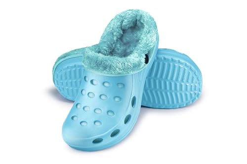 ESTRO Herren Winter Hausschuhe Damen - Hausschuhe Damen Winter Gartenschuhe Gefüttert Gartenclogs Herren Gefüttert A01 (38, Blau) von ESTRO