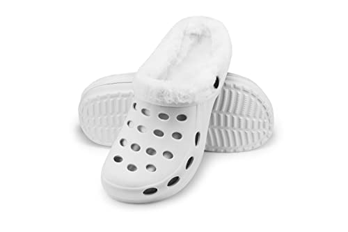 ESTRO Herren Winter Hausschuhe Damen - Hausschuhe Damen Winter Gartenschuhe Gefüttert Gartenclogs Herren Gefüttert A01 (38, Weiß) von ESTRO