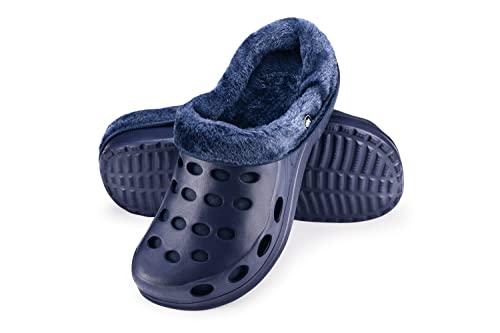 ESTRO Herren Winter Hausschuhe Damen - Hausschuhe Damen Winter Gartenschuhe Gefüttert Gartenclogs Herren Gefüttert A01 (45, Dunkelblau) von ESTRO