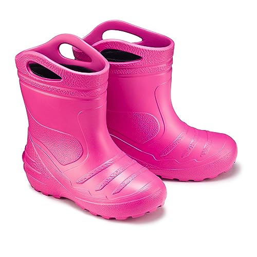 ESTRO Kinder Gummistiefel Mädchen Gefüttert - Regenstiefel Kinder Gummistiefel Kinder Leicht Regenschuhe Kinder Gummistiefel Jungen Gefüttert K051 (22 EU, Rosa) von ESTRO