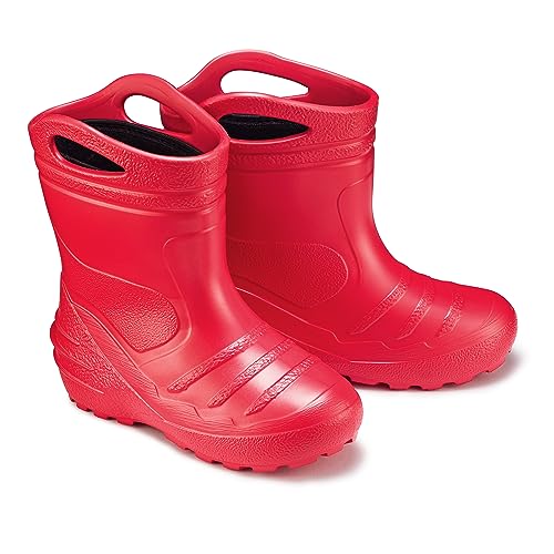 ESTRO Kinder Gummistiefel Mädchen Gefüttert - Regenstiefel Kinder Gummistiefel Kinder Leicht Regenschuhe Kinder Gummistiefel Jungen Gefüttert K051 (22 EU, Rot) von ESTRO