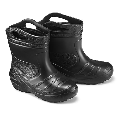 ESTRO Kinder Gummistiefel Mädchen Gefüttert - Regenstiefel Kinder Gummistiefel Kinder Leicht Regenschuhe Kinder Gummistiefel Jungen Gefüttert K051 (28 EU, Schwarz) von ESTRO