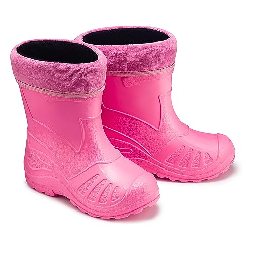 ESTRO Regenschuhe Kinder Gummistiefel Jungen - Regenstiefel Kinder Gefütterte Gummistiefel Kinder Winter Kinder Gummistiefel Mädchen K050 (22 EU, Rosa) von ESTRO