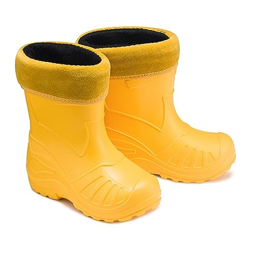 ESTRO Regenschuhe Kinder Gummistiefel Jungen - Regenstiefel Kinder Gefütterte Gummistiefel Kinder Winter Kinder Gummistiefel Mädchen K050 (25 EU, Gelb) von ESTRO