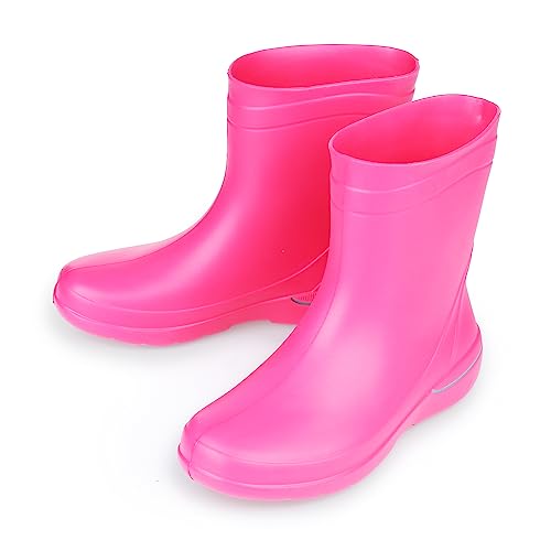 ESTRO Regenstiefel Damen Gummistiefel Halbhoch - Gummistiefel Halbhoch Damen Regenschuhe Gummistiefeletten Regenstiefeletten CR01 (39 EU, Fuchsia) von ESTRO
