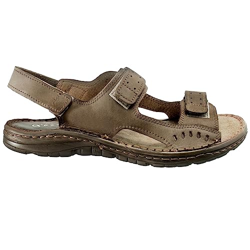 ESTRO Sandalen Herren Pantoletten Herren - Echtleder Sommerschuhe Herren Schlappen Herren mit Rutschfeste Gummisohle S2 (45, Beige) von ESTRO