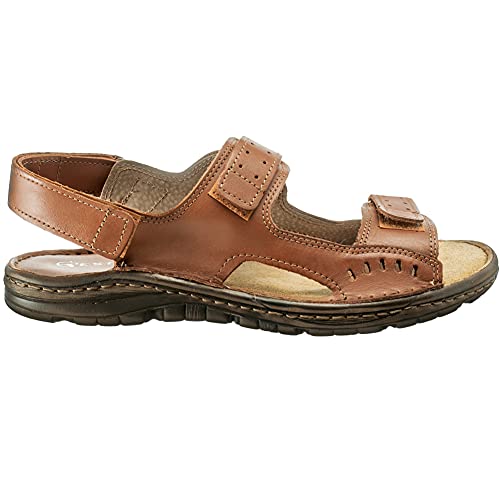 ESTRO Sandalen Herren Sommer Leder - Schlappen Männer Echtleder Sommerschuhe Herren mit Rutschfeste Gummisohle s2 (40, Braun) von ESTRO