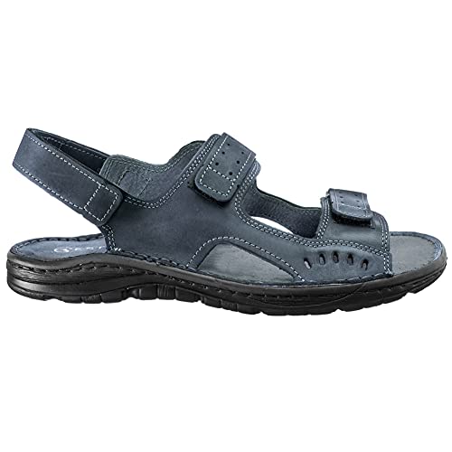 ESTRO Sandalen Herren Sommer Leder - Schlappen Männer Echtleder Sommerschuhe Herren mit Rutschfeste Gummisohle s2 (41, Graphit) von ESTRO