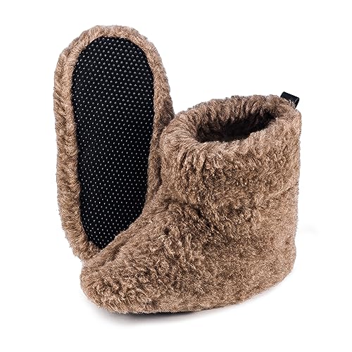 ESTRO Warme Hausschuhe Damen Winter - Hüttenschuhe Herren Winter Hausschuhe Damen Wolle Pantoffeln Herren Warm B06 (45 EU, Hellbraun) von ESTRO