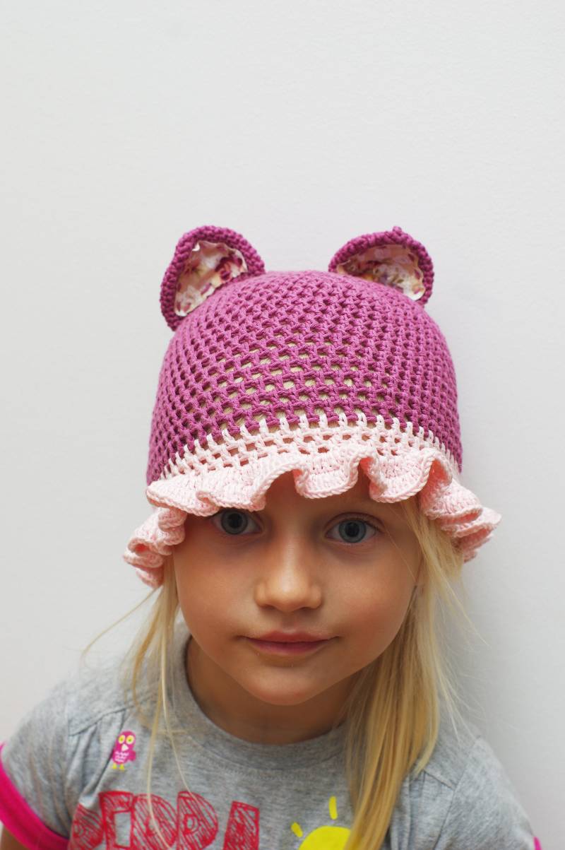 Gehäkelter Kinder Sonnenhut Rosa Strick-Spitze, Kleinkind Sommerhut von ESTtoYou