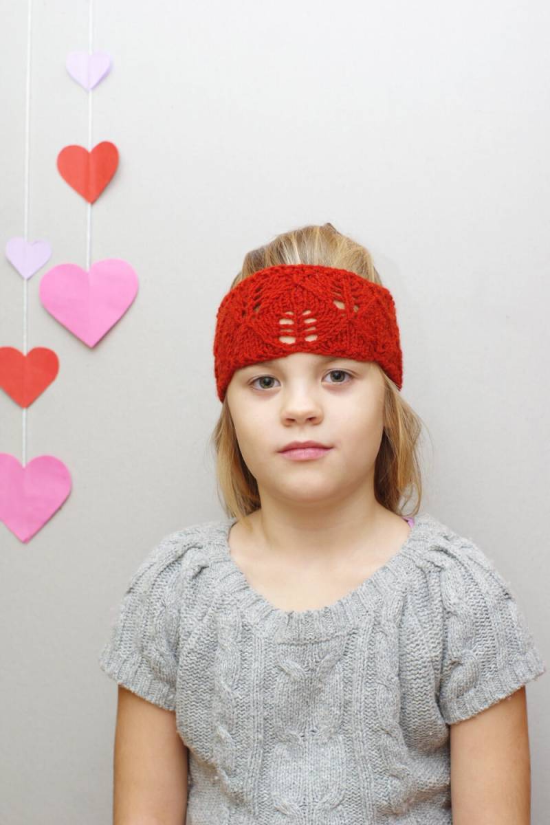 Handgestricktes Stirnband Rote Blattspitze Ohrwärmer von ESTtoYou