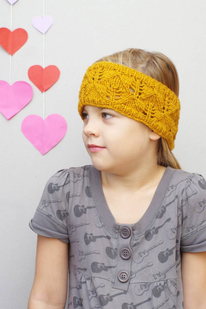 Handgestricktes Stirnband Senfgelbe Spitzenohrwärmer von ESTtoYou