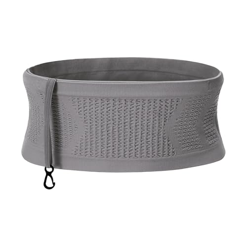 ESUOHYM Schlanker Nackter Laufgürtel, Geldgürtel für Reisen, versteckte, elastische Lauftasche, Hüfttasche, Bauchtasche für Wasserflasche, Handyhalter für Damen und Herren, GRAU, Medium, Laufgürtel von ESUOHYM