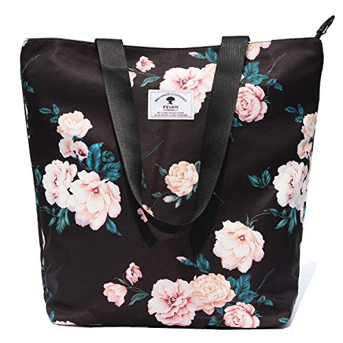 ESVAN Original Floral Tote Bag Schultertasche für Gym Wandern Picknick Reisen Strand Grün Größe: Einheitsgröße von ESVAN