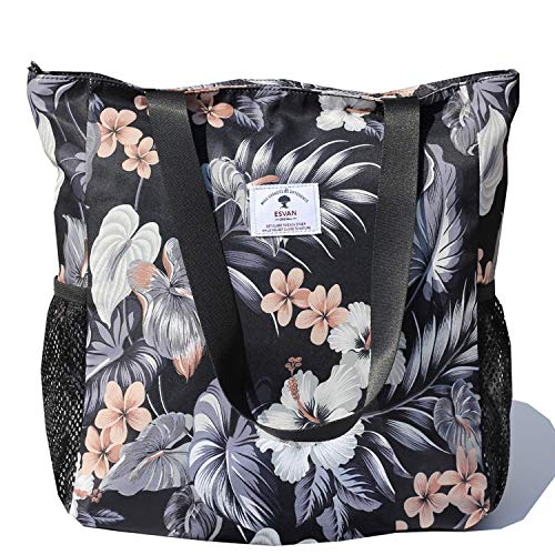 ESVAN Original Floral wasserdichte Tragetasche Große Schultertasche mit Mehreren Taschen für Fitnessstudio, Wandern, Picknick, Reisen, Strand, tägliche Taschen von ESVAN