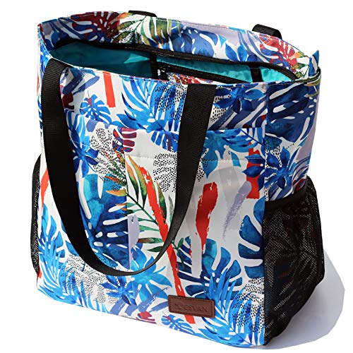 ESVAN Original Floral wasserdichte Tragetasche Große Schultertasche mit Mehreren Taschen für Fitnessstudio, Wandern, Picknick, Reisen, Strand, tägliche Taschen von ESVAN