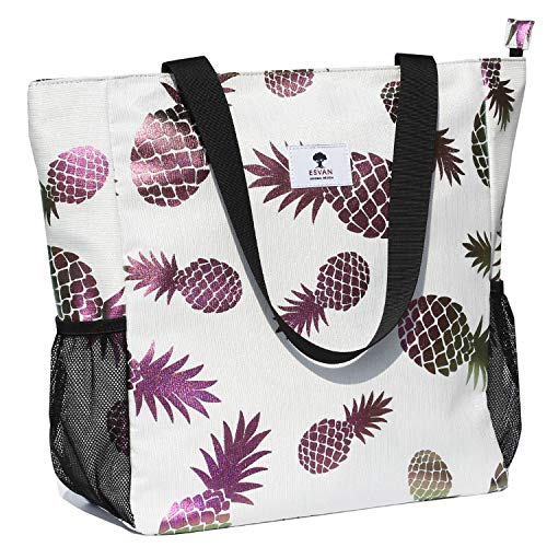 ESVAN Original Floral wasserdichte Tragetasche Große Schultertasche mit Mehreren Taschen für Fitnessstudio, Wandern, Picknick, Reisen, Strand, tägliche Taschen von ESVAN