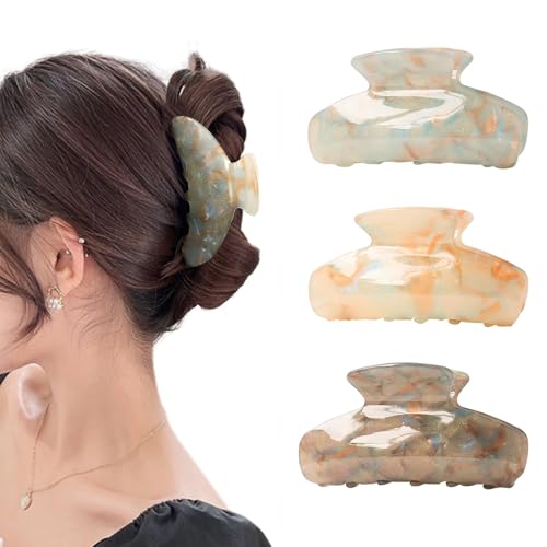 Haarklammer Groß,ESYFOR 3 Stück Haarklammern Damen Rutschfeste Starker Halt Elegant Haarspange Acryl Haarklauenclips für Frauen Mädchen Dickes Dünnes Lockiges Glattes Langes Haar von ESYFOR