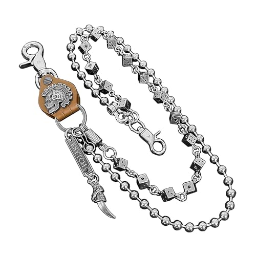 ESYTCH Herren Biker, Rocker, Punk Schlüsselanhänger, Metall, Braun, Totenkopf, Adler Klaue, 60 cm, für Männer, Biker-Enthusiasten von ESYTCH