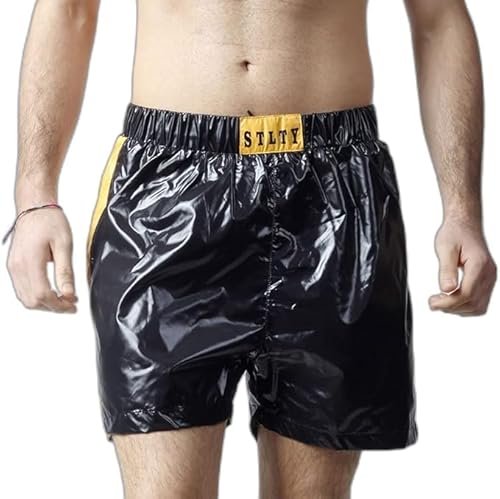 ETA Fitness Fussball Herren Dunkel Blau Glanz Nylon Sport Shorts Cal Surf Wetlook Shiny Nylon Glanzshort Brillant Fussball Boxershorts Gr XL von ETA