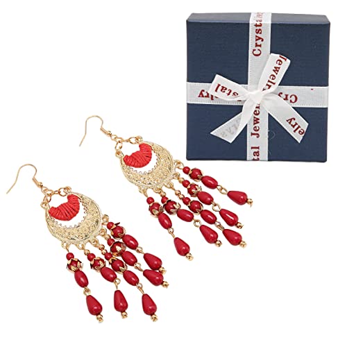 Quastenohrringe Vintage Red Drop Dangle Leichtes Gewicht Boho Ohrringe mit Souvenirs Box Quastenohrringe Vintage Red Drop Dangle Leichtes Gewicht Boho Ohrringe mit Souvenirs Box von ETAINGYEUN