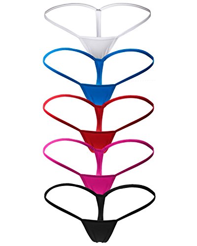 ETAOLINE Damen low rise micro zurück g-string tangas schlüpfer-unterwäsche 5 Pack (5 Colors) X-Large von ETAOLINE