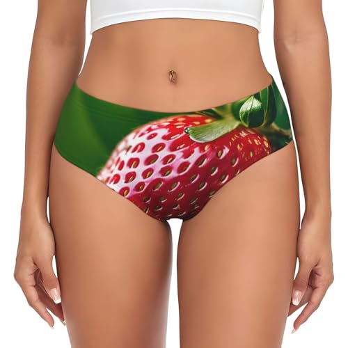 ETASUIOL Damen-Slip-Kollektion, Erdbeer-Druck, weiche, dehnbare Baumwollmischung, Unterwäsche in klassischem Design, Schwarz , M von ETASUIOL