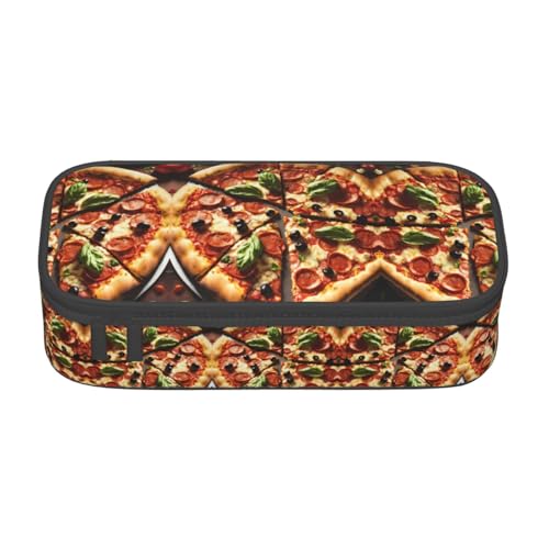 ETASUIOL Federmäppchen mit 3D-Pfefferoni-Aufdruck, großes Federmäppchen, Mehrzweck-Federmäppchen, Organizer, Oxford-Stoff, Schwarz , Einheitsgröße, Schlüsseletui von ETASUIOL
