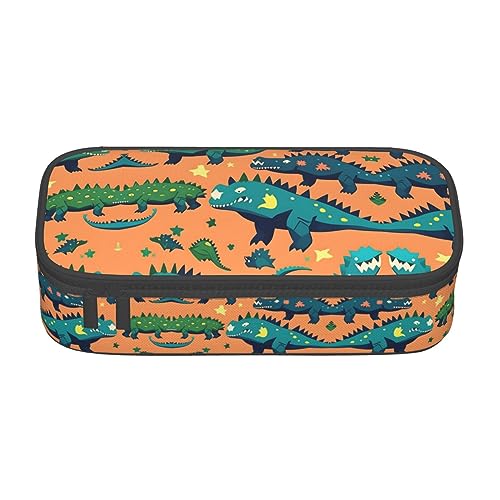 ETASUIOL Federmäppchen mit Dinosaurier-Druck, großes Federmäppchen, Mehrzweck-Federmäppchen, Organizer, Oxford-Stoff-Federmäppchen, Schwarz , Einheitsgröße, Schlüsseletui von ETASUIOL