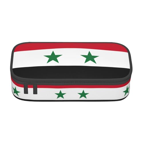 ETASUIOL Federmäppchen mit Flagge der Arabischen Republik Syrien, großes Federmäppchen, Mehrzweck-Federmäppchen, Organizer, Oxford-Stoff, Schwarz , Einheitsgröße, Schlüsseletui von ETASUIOL