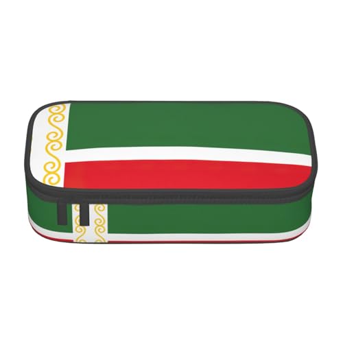 ETASUIOL Federmäppchen mit Flagge der Tschetschenischen Republik, großes Federmäppchen, Mehrzweck-Federmäppchen, Organizer, Oxford-Stoff, Schwarz , Einheitsgröße, Schlüsseletui von ETASUIOL