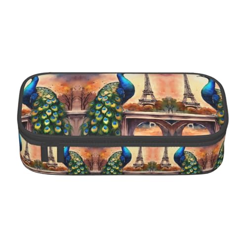 ETASUIOL Federmäppchen mit Ölgemälde, Motiv: Paris Eiffelturm, großes Federmäppchen, Mehrzweck-Federmäppchen, Organizer, Oxford-Stoff, Schwarz , Einheitsgröße, Schlüsseletui von ETASUIOL