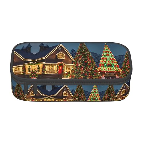 ETASUIOL Federmäppchen mit Weihnachtsmotiv, Motiv: Karneval, Dorf, groß, Mehrzweck-Federmäppchen, Organizer, Oxford-Stoff, Schwarz , Einheitsgröße, Schlüsseletui von ETASUIOL