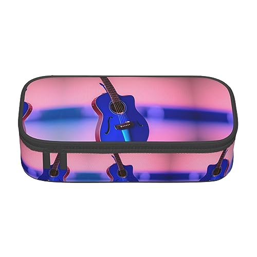 ETASUIOL Federmäppchen mit blauem Musikdruck, großes Federmäppchen, Mehrzweck-Federmäppchen, Organizer, Oxford-Stoff, Schwarz , Einheitsgröße, Schlüsseletui von ETASUIOL