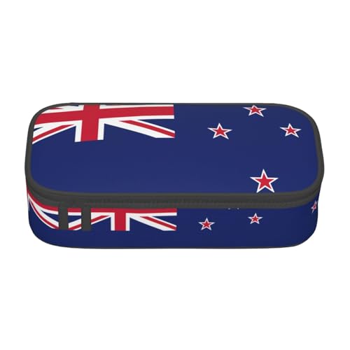 ETASUIOL Federmäppchen mit neuseeländischer Flagge, großes Federmäppchen, Mehrzweck-Federmäppchen, Organizer, Oxford-Stoff, Schwarz , Einheitsgröße, Schlüsseletui von ETASUIOL