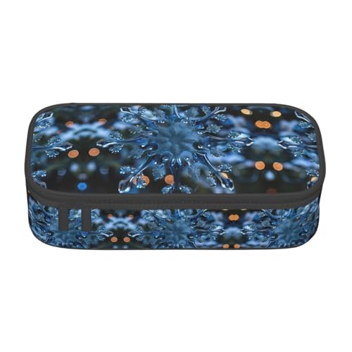 ETASUIOL Federmäppchen mit weihnachtlichem Schneeflocken-Druck, großes Fassungsvermögen, für Stifte, Bleistifte und kleines Zubehör, Blau, Schwarz , Einheitsgröße, Kosmetiktasche von ETASUIOL