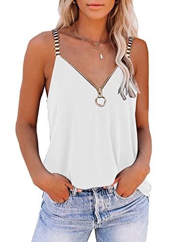 ETCYY Neckholder-Tops für Frauen, ärmellos, Tanktop, niedliches Blumenmuster, Racerback, Basic, Cami-T-Shirts, B White 1, Mittel von ETCYY