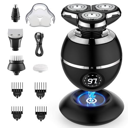 ETENTOUS Rasierer Herren Elektrisch, 5 in 1 Elektrorasierer Herren 3D Rasur Barttrimmer -Kabellos wiederaufladbar Barttrimmer Herren- Nass- und Trocken IPX7 Elektrorasierer mit LED und 8 Pflegesets. von ETENTOUS
