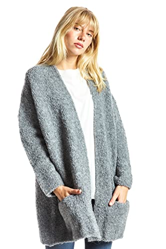 ETERKNITY - Bouclé-Strick Strickjacke für Damen, Grau, M von ETERKNITY