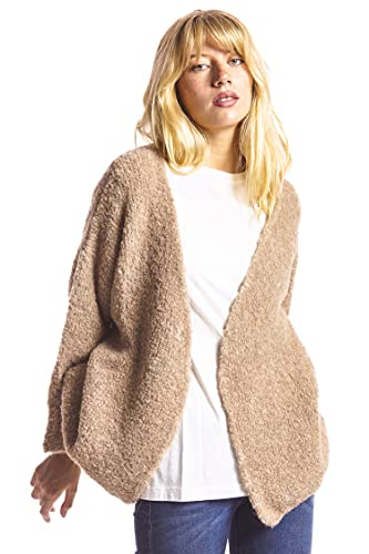 ETERKNITY - Cropped Bouclé-Strick Strickjacke für Damen, Beige, L von ETERKNITY