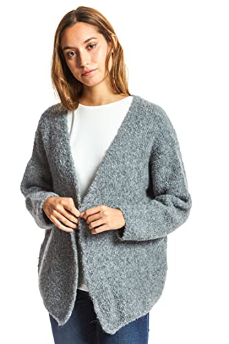 ETERKNITY - Cropped Bouclé-Strick Strickjacke für Damen, Grau, S von ETERKNITY